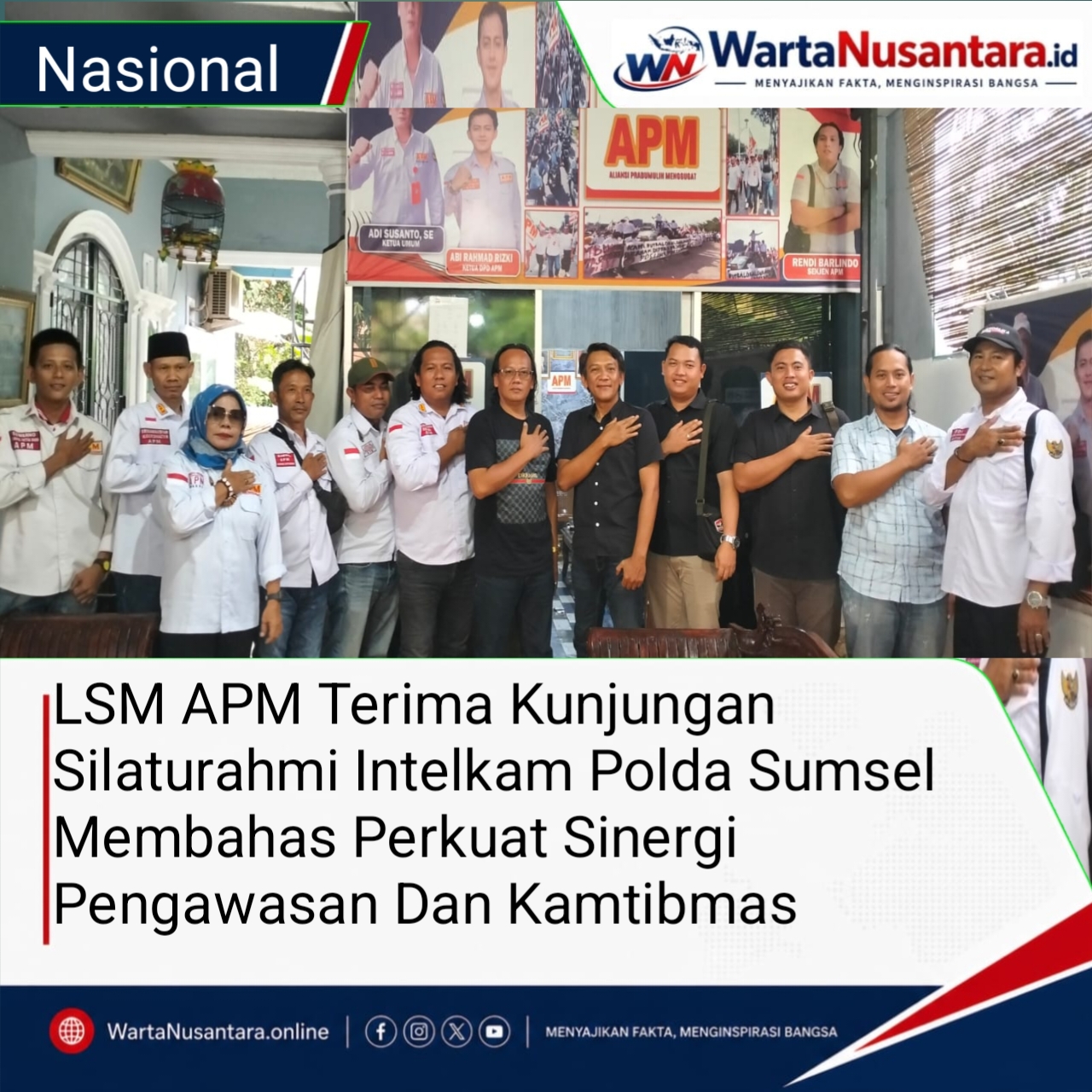 LSM APM Terima Kunjungan Silaturahmi Intelkam Polda Sumsel, Membahas Perkuat Sinergi Pengawasan Dan Kamtibmas